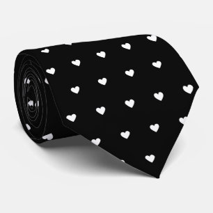 Black and White Heart Neck Tie
