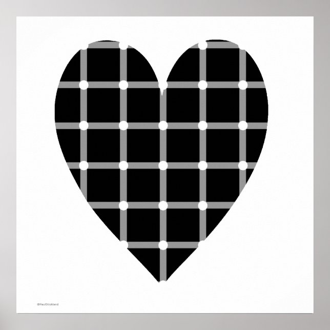 Black and White Heart Optical Illusion Poster (Front)