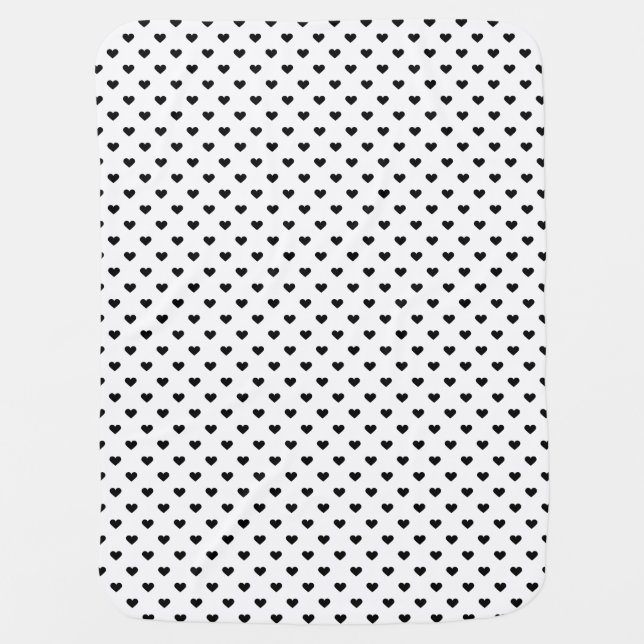 Black and White Heart Pattern Baby Blanket (Front)