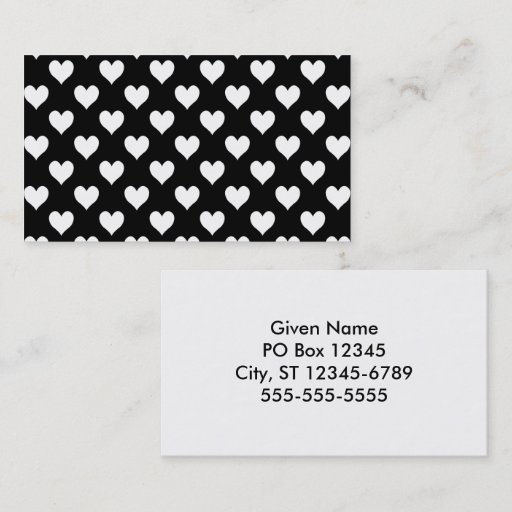 Customizable Black and White Heart Pattern Business Card Templates