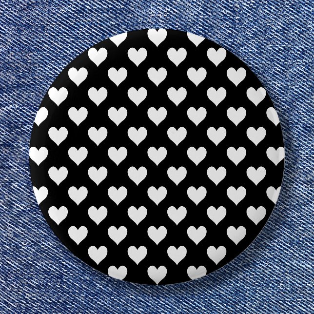Black and White Heart Pattern Button (Black and White Heart Pattern Button)