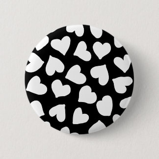 Black and White Heart Pattern Button