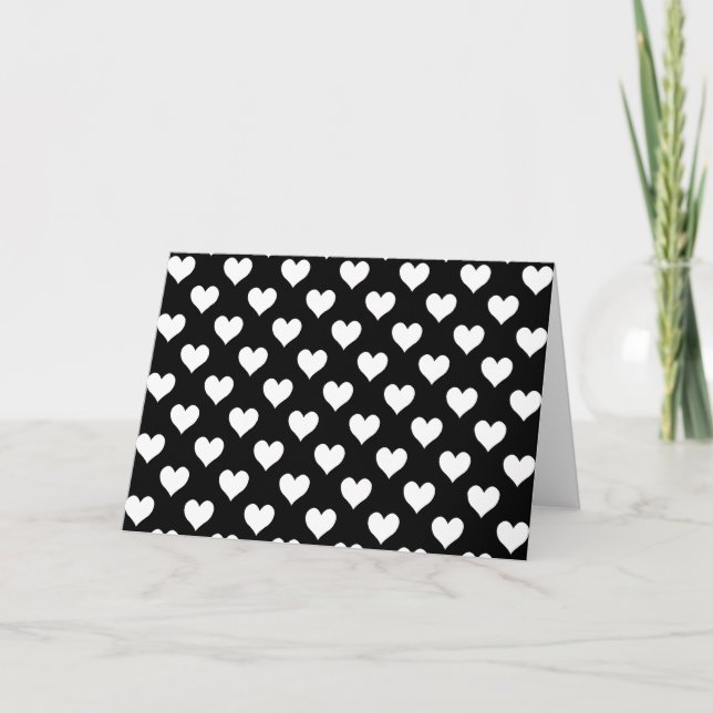 Black and White Heart Pattern Card (Front)