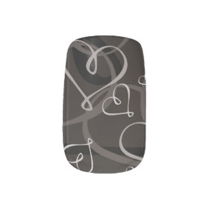 Black and white heart pattern minx nail wraps
