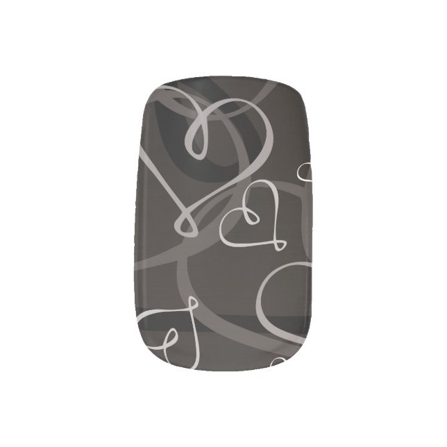 Black and white heart pattern minx nail wraps (Right Thumb)