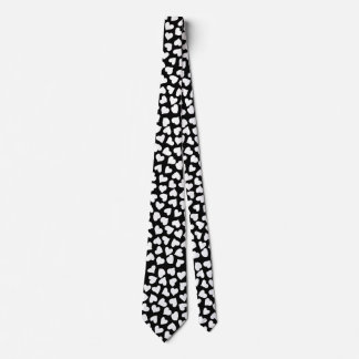 Black and White Heart Pattern Neck Tie