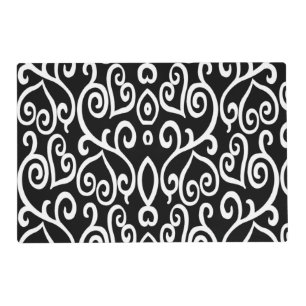 Black and White Heart Pattern Placemat