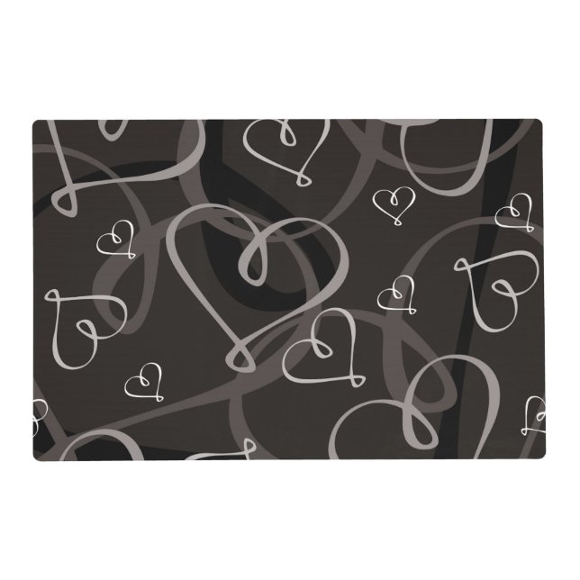 Black and white heart pattern placemat (Back)