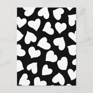 Black and White Heart Pattern Postcard
