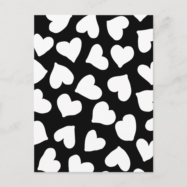 Black and White Heart Pattern Postcard (Front)