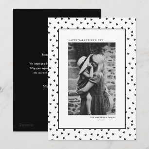 Black and White Heart Pattern Valentine's Day Holiday Card