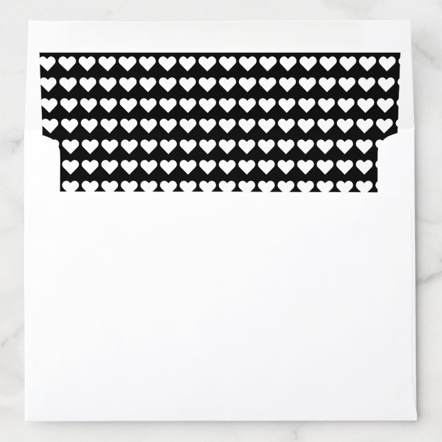Black and White Heart Patterned Envelope Liner (In Envelope)