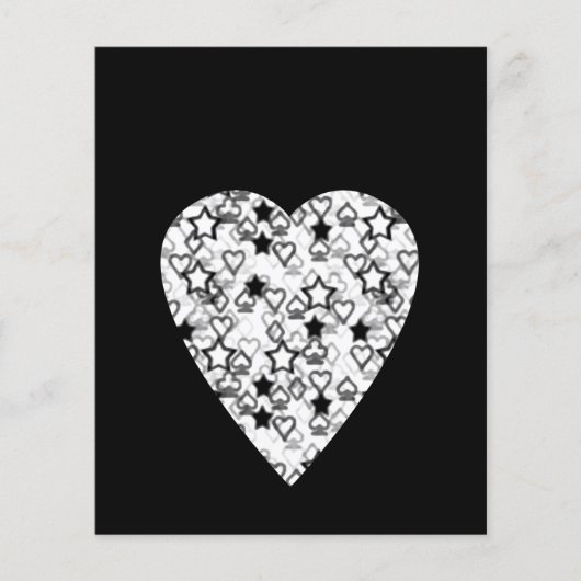 Black and White Heart. Patterned Heart Design. (Front)