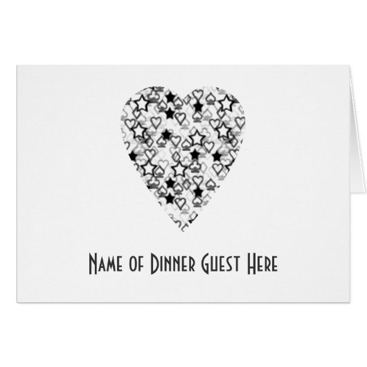 Black and White Heart. Patterned Heart Design. Cards (Front Horizontal)