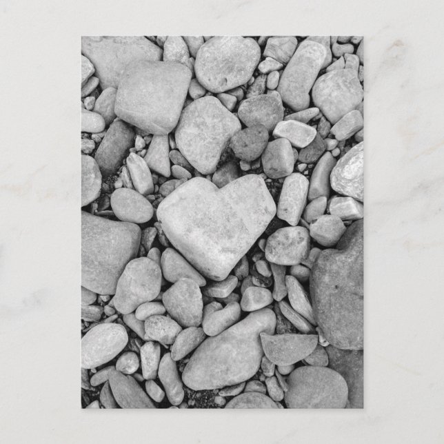 black and white heart rock postcard (Front)