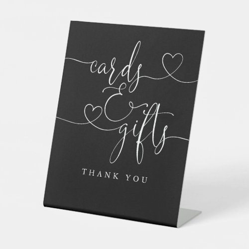 Black And White Heart Script Cards And Gifts Pedestal Sign
