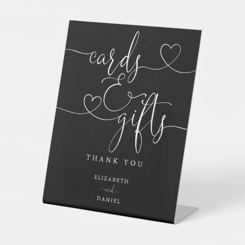 Black And White Heart Script Cards And Gifts Pedestal Sign