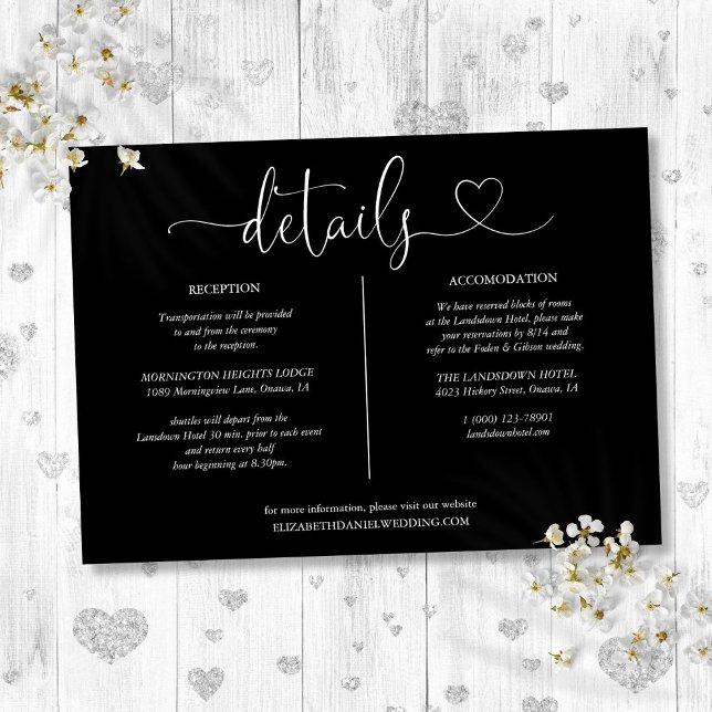 Black And White Heart Script Details Info Card (Black And White Heart Script Details Info Card)