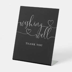 Black And White Heart Script Wishing Well Pedestal Sign