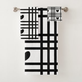 Black and White Heart Stripes Pattern