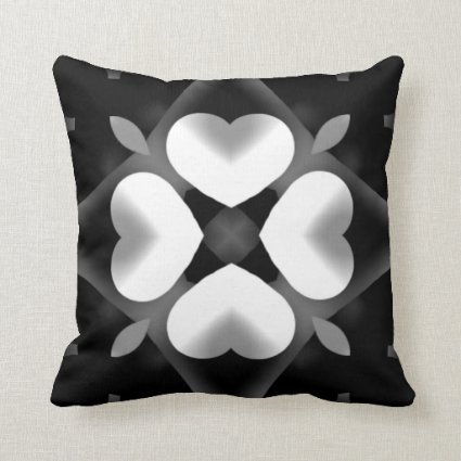 Black and White Hearts and Diamond Throw Pillow
