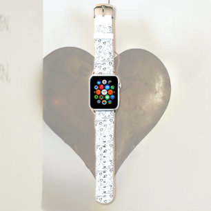 Black and White Hearts Apple Watch Band