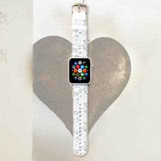Black and White Hearts Apple Watch Band