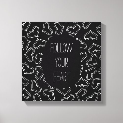 Black and White Hearts Canvas Print