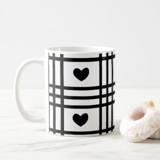 Black and White Hearts Cute Pattern