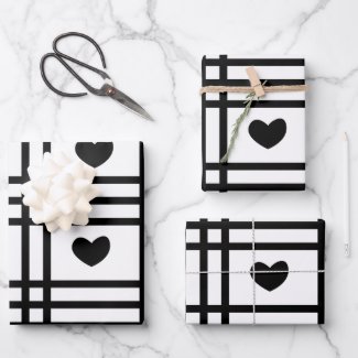 Black and White Hearts Cute Valentines Day Pattern
