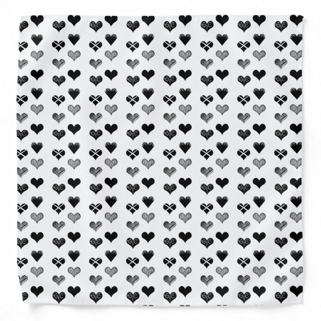Black and white hearts drawing - Simple Diversity Bandana (Front)