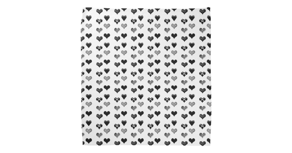 Black And White Hearts Drawing Simple Diversity Bandana Zazzle Com