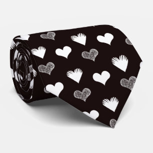 Black and white hearts drawing - Simple Diversity Neck Tie