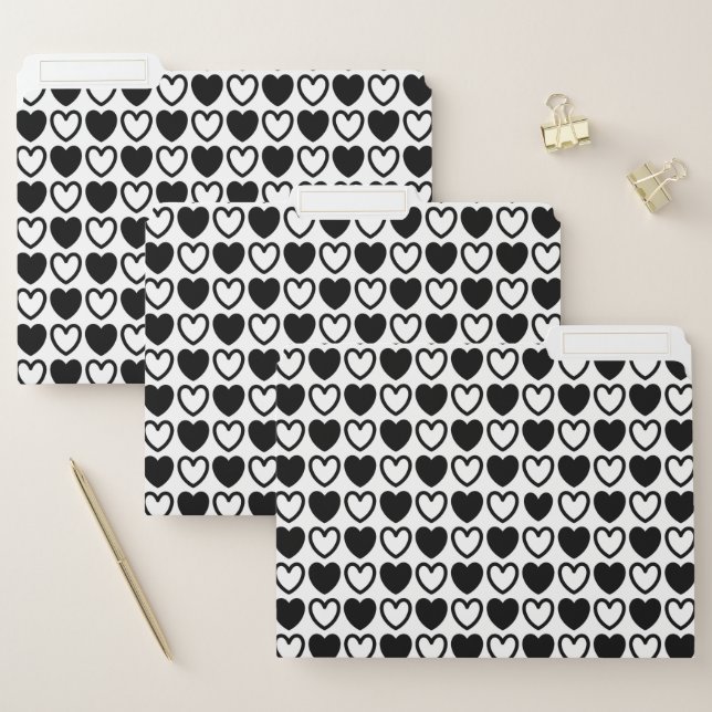 Black and White Hearts File Folder (Set)