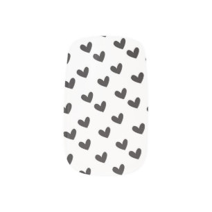 Black and White Hearts Minx Nail Art