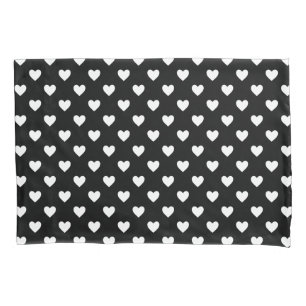 Black and White Hearts Pattern Pillow Case