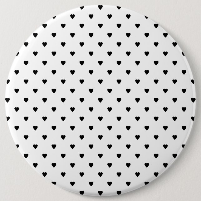 Black and White Hearts Pattern. Pinback Button (Front)
