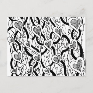 Black and White Hearts Postcard