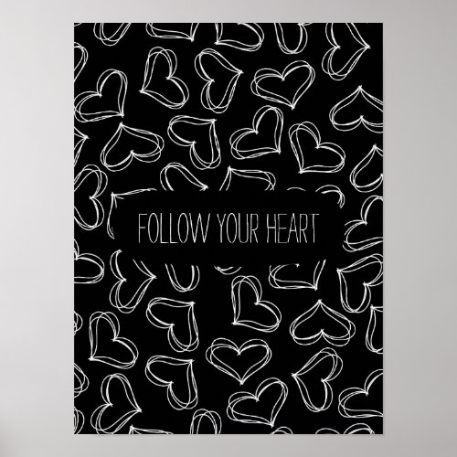 Black and White Hearts Poster