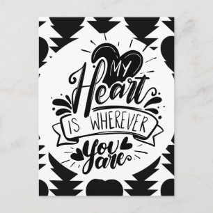 Black and White Hearts Quote Valentines Day    Postcard