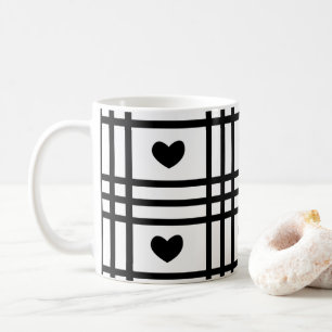 Black and White Hearts Valentines Day Coffee Mug