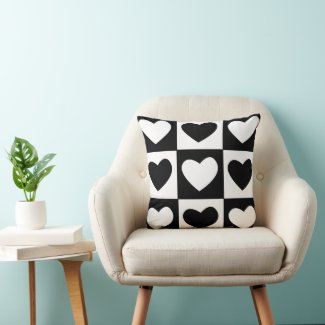 Black and White Hearts Valentines Day Decor