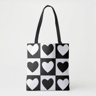 Black and White Hearts Valentines Day Pattern