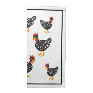 Black and white hens Cloth Napkin