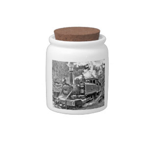 Black and White Heritage Steam Train Candy Jar