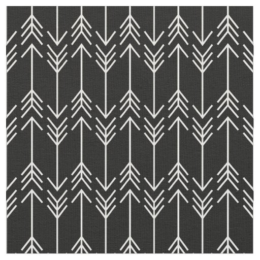 Black and White Herringbone Arrows Fabric