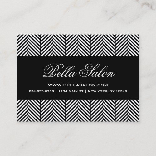Black &amp; White Herringbone Business Card Template