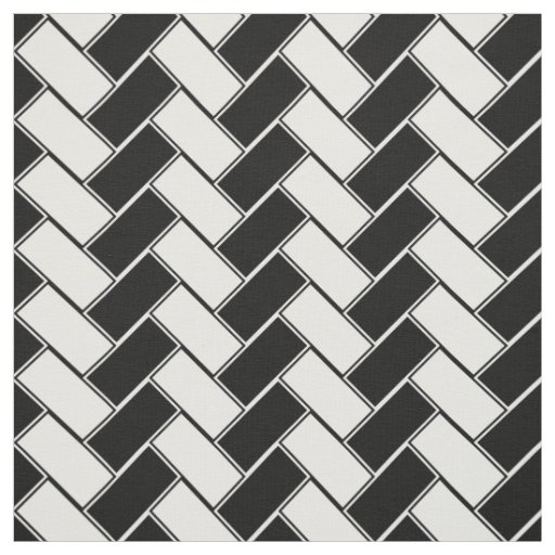 Black and White Herringbone Fabric