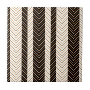 Black And White Herringbone Pattern Ceramic Tile by Tissling at Zazzle