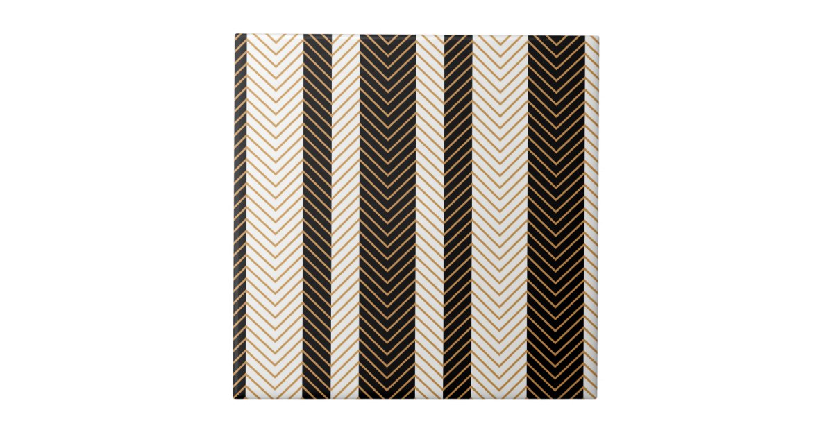 Black and White Herringbone Pattern Ceramic Tile Zazzle